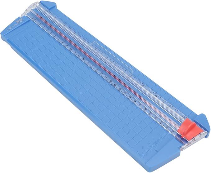 Pssopp Small Paper Cutter, Accurate Portable Paper Trimmer with Premium Plastic, High Stability for 12.40in A3, Ideal for Office and Home (13830 Blue)