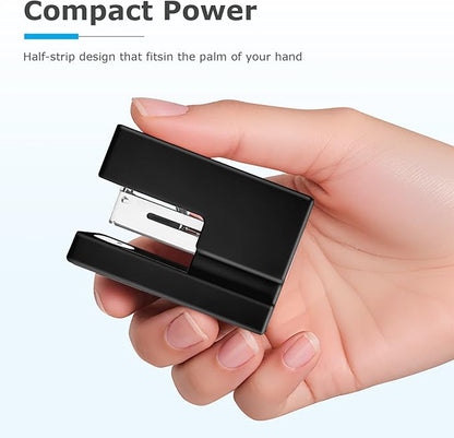 Mini Stapler - Small Cute Desk Staplers - 25 Sheet Capacity with 830 Staples and Staple Remover, Desktop Stapler for Office, School, Home, Black