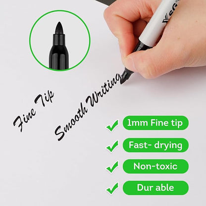 XSG Permanent Markers,110Packs Black Permanent Marker,Fine Point,Waterproof, Smooth Writing，Quick Drying Permanent Markers,Suitable For Glass, Cartons, Ceramics ，Plastic And Other Office Scenes
