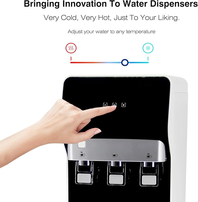 IKT Self Cleaning Bottleless Countertop Water Cooler Dispenser - with 4-Stage Water Filter and Installation Kit, Tri Temp Dispense