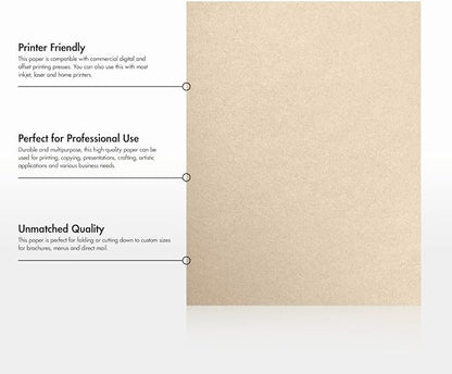 LUXPaper 8.5" x 11" Paper | Letter Size | Taupe Metallic | 80lb. Text | 50 Qty
