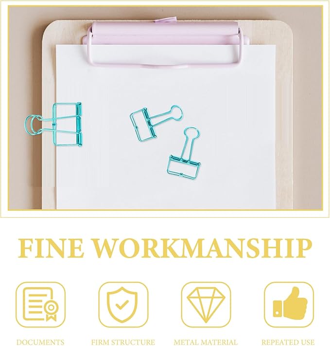 20Pcs Colorful Mini Binder Clips Assorted Large Medium Small Hollow Document Clips for Office Teacher School and Business Stainless Steel Paper Clamps for Filing and Organizing