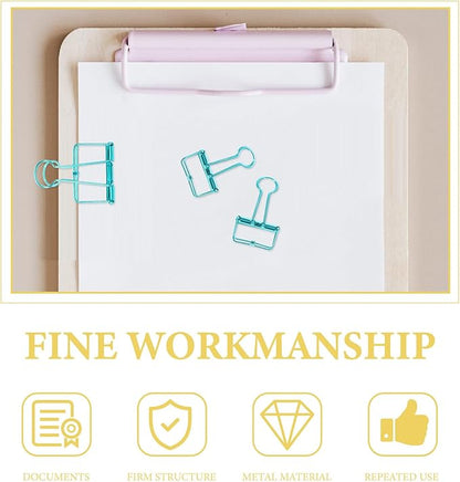 20Pcs Colorful Mini Binder Clips Assorted Large Medium Small Hollow Document Clips for Office Teacher School and Business Stainless Steel Paper Clamps for Filing and Organizing