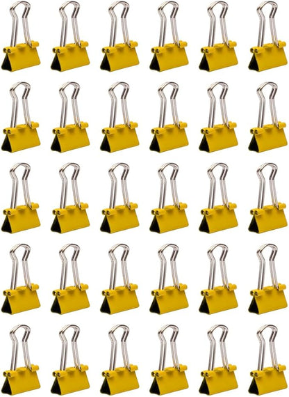 JAM PAPER Colorful Binder Clips - Extra Small - 3/5 Inch (15 mm) - Yellow Binderclips - 30/Pack