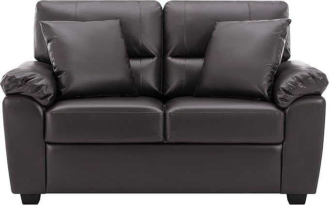 Morden Fort Faux Leather Loveseat Sofas, Modern Luxury and Comfy Furniture Sleeper Couches for Living Room, Apartment, Office, Reading Room