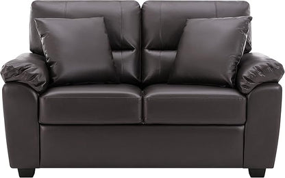 Morden Fort Faux Leather Loveseat Sofas, Modern Luxury and Comfy Furniture Sleeper Couches for Living Room, Apartment, Office, Reading Room