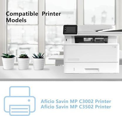 MP C3002 MP C3502 Toner Cartridge Repalcement for MP C3502 C3002 841735 841736 841737 841738 for Aficio Savin MP C3002 MP C3502 MPC3002 MPC3502 Printers(4 Pack Black Cyan Magenta Yellow)