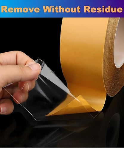 Ultra-Thin Double Sided Tape 1/2 inch by 66FT Two Sides Sticky Tape with Transparent Adhesive, for DIY Arts & Crafts, Scrapbook, Gift Wrap, Card Making, Fixed Clothes, Wall Poster Mounting, LED Strips