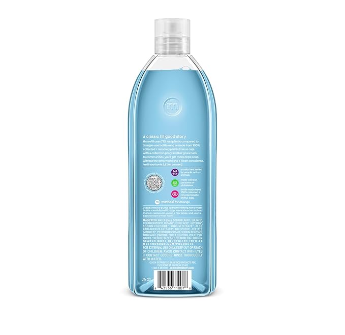 Method Foaming Hand Soap Refill, Sea Minerals, Recyclable Bottle, Biodegradable Formula, 28 fl oz (Pack of 4) (Packaging May Vary)