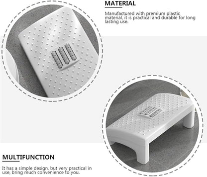 Milisten White Plastic Foot Stool with Massage Rollers Non-Slip Ergonomic Foot Rest for Under Desk Use Office and Home Support