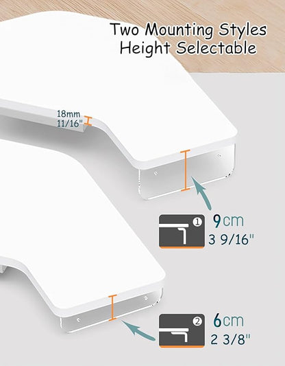 Corner Monitor Stand Clear Acrylic Leg ＆ Wood Corner Screen Stand, L-Shape Desk Triangle Riser for Monitor/Laptop/Computer, Corner Organizer with Drawer (Color : White)