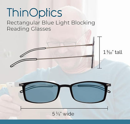 Always With You ThinOptics Blue Light Blocking Reading Glasses for Computers & Screens - Ultra Lightweight and Durable