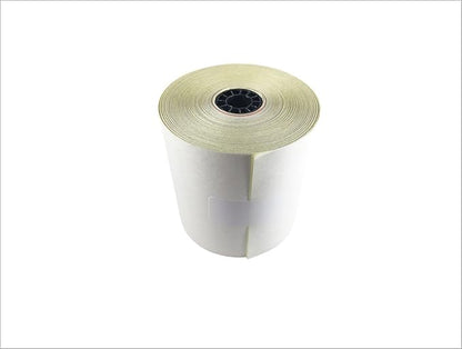 Compatible 2 ply Carbonless Copy Paper Roll white/canary 3 x 95 (12 rolls) plus replacement Printer Ribbon for Epson ERC 30/34/38