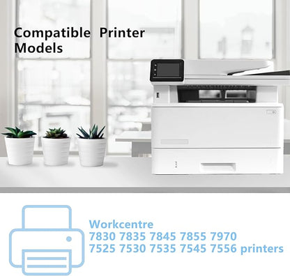 High Yield 7525 Toner Cartridge Compatible for Xerox Workcentre 7830 7835 7845 7855 7970 7525 7530 7535 7545 7556 7830i 7835i 7845i 7855i 7970i Printers (4-Pack Black Cyan Yellow Magenta