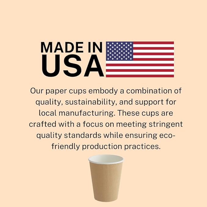 Ripple Paper Cups 16 oz 500 Pack for Coffee & Tea Made in USA | Bulk 500 Count for Home, Office, Restaurants & Coffee Shops | Recyclable, Insulated, & Disposable 16 Ounce To-Go Cups for Hot Beverages