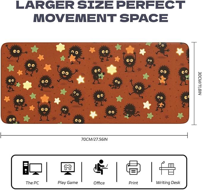 Large Mouse Pad, Desk Mat,Extended Non-Slip Keyboard Mouse Pad Waterproof Office Desk Pad 27.5" x 11.8" Anime Mouse Pads(Black Coal Ball)