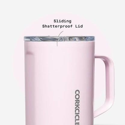 Corkcicle Classic Coffee Mug - Triple Insulated Stainless Steel for Travel - Shatter-Proof Lid - Keeps Drink Hot Over 3 Hours - Holiday Mug Gift - Great for Gifting Warmth - 16 oz - Powder Puff