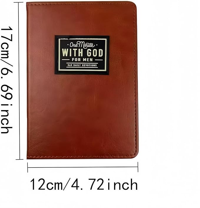 One Minute with God Daily Devotional for Men, 365 days of daily prayer brown book, 2026 Mens Dailys Devotional and Prayer Journal