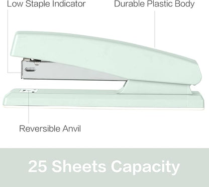 Deli Stapler, Desktop Stapler, 2 Pack, Office Staplers, 25 Sheet Capacity, Includes 2000 Staples and 2 Staple Removers, 2 Pack, Green