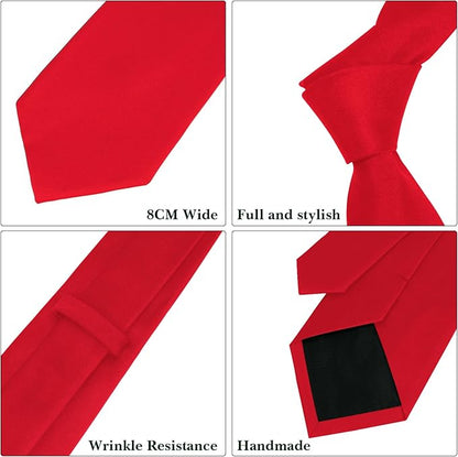 Men's Ties Solid Pure Color 3.15" (8CM) Necktie Plain Formal Business Wedding Black Ties For Men