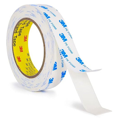 Double Sided Tape 1"×16.5Ft, Mounting Tape Heavy Duty No Residue, Removeable PE Foam Tape Strips, Extra Strong Adhesive Tape Waterproof for Walls Home Office Decor Crafts Paint Picture Poster