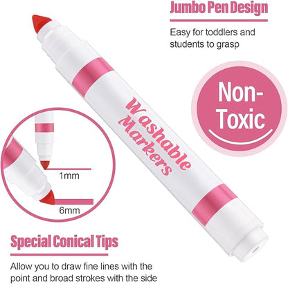 Janlaugh 36 Pcs Pink Washable Markers Bulk Coloring Broad Line Markers for Kids Pink Conical Tip drawing pen for School Supplies, travel Art baby shower gender reveal party Supplies, Ages 6+