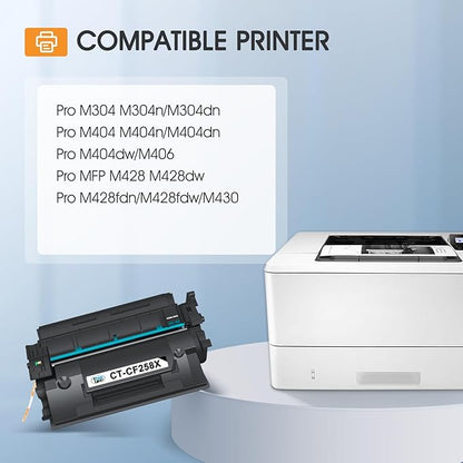 58X CF258X Toner Cartridge Black M404n Compatible Replacement for HP 58X CF258X 58A CF258A Toner Cartridge for HP Laserjet Pro M404dn MFP M428fdw M428fdn M428dw Printer Ink High Yield 2 Pack