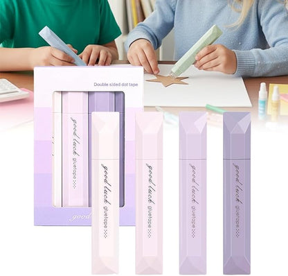 4-Pack Strong Double Sided Tape Roller | 0.23in x 16.4ft Adhesive Tape Glue for Gift Wrapping | Junk Journals | Paper Crafts | Essential Scrapbooking Supplies,Photo Mounting,School Office (Purple)