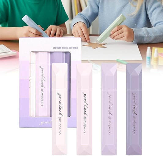 4-Pack Strong Double Sided Tape Roller | 0.23in x 16.4ft Adhesive Tape Glue for Gift Wrapping | Junk Journals | Paper Crafts | Essential Scrapbooking Supplies,Photo Mounting,School Office (Purple)