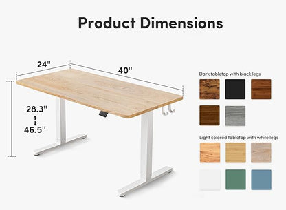 FEZIBO Electric Standing Desk, Height Adjustable Stand up Desk, 40 x 24 Inches Sit Stand Home Office Desk, Computer Desk, Maple