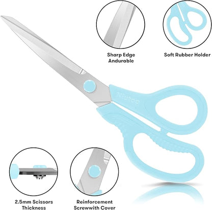 Niutop 8" All Purpose Scissors - Heavy Duty, Ergonomic Comfort Grip Shears for Office, Home, School, Art & Craft