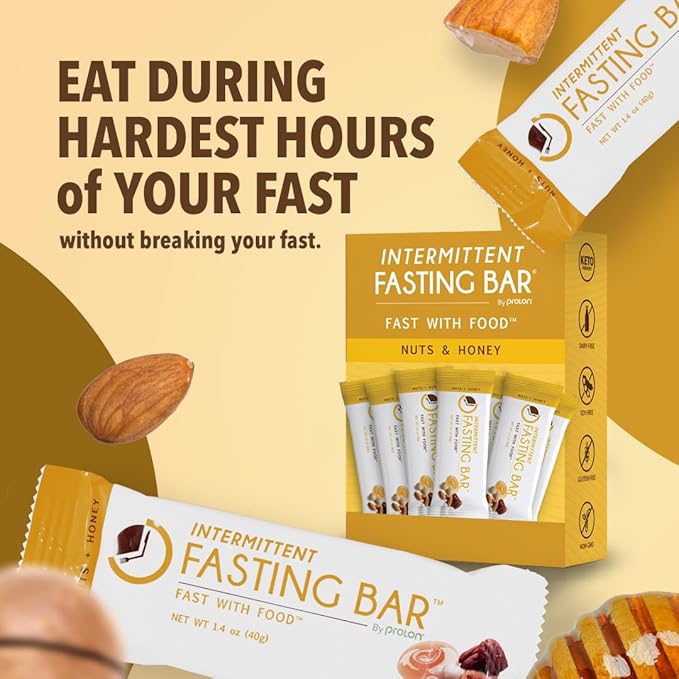 Prolon Fasting Bars | 6g Protein, 8g Fiber | Keto-Friendly, Gluten-Free, Dairy-Free, Plant-Based | Nutrition for Intermittent Fasting | Formulated to Not Break Your Fast | Nuts & Honey (12 Count)