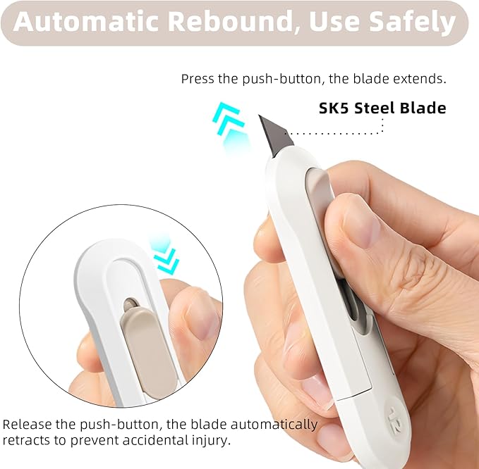 Multipurpose Scissors, Comfort-Grip Handles Sharp Scissors with Utility Knife Box Cutters, Retractable Letter Opener Cartons Cardboard Cutter Knife for Office Home School Craft Sewing Fabric Supplies