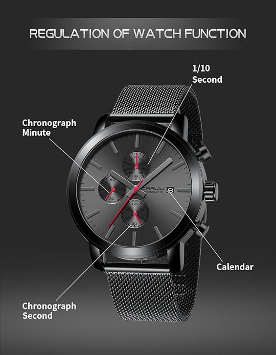 CRRJU Mens Stylish Casual Quartz Watches for Men Luxury Waterproof Calendar Chronograph Japan Movement Wristwatches