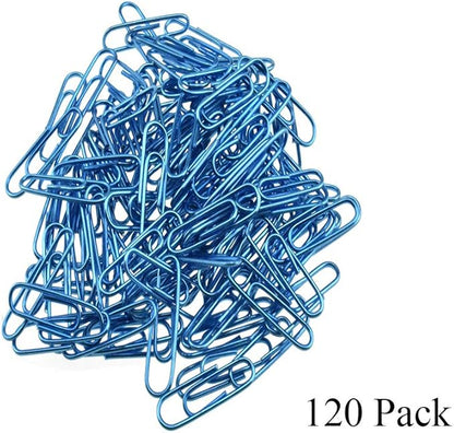 HAHIYO Paper Clips Large 1.3 inches (33mm) Length Blue Paperclips Vinyl Coated Prevent Scratching Tearing The Pages Sturdy for Bookmark Organize Home Office School 120 Pack