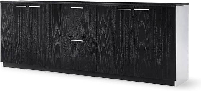 ZURI Furniture Reagan Modern Polished Storage & Filing Cabinet Credenza - Black