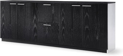 ZURI Furniture Reagan Modern Polished Storage & Filing Cabinet Credenza - Black