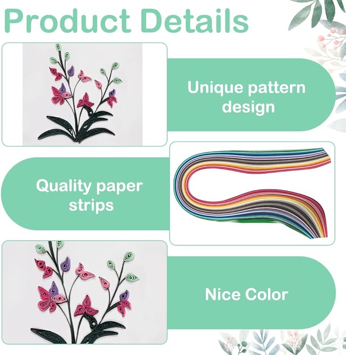 WEBEEDY 20 Sets Paper Quilling Kit for Adults Beginners 5 Styles Flower Quilling Greeting Card Making Kit with Instruction DIY Unique Flowers Cards for Valentine's Day Wedding New Year's Day