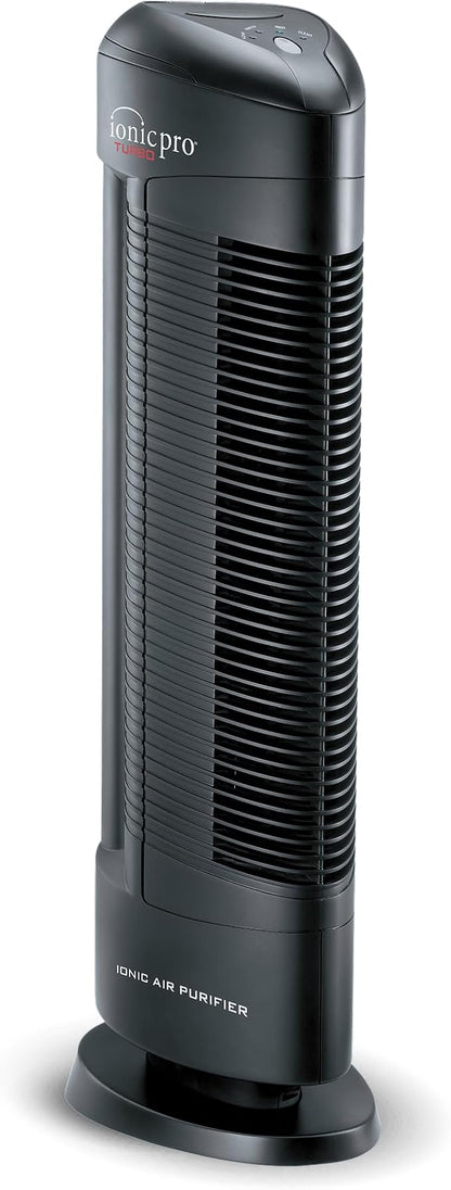 Ionic Pro Turbo (TA550) Ionic Air Purifier Tower for Home, Quiet Ionic Filterless Design, Covers Up to 500 Sq. Ft., Removes Odors, Smoke, Dust, and Allergens – Black