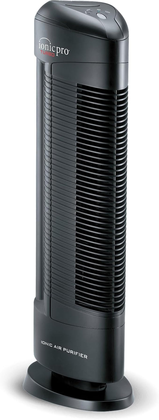 Ionic Pro Turbo (TA550) Ionic Air Purifier Tower for Home, Quiet Ionic Filterless Design, Covers Up to 500 Sq. Ft., Removes Odors, Smoke, Dust, and Allergens – Black