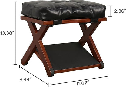 Wooden Under Desk Footrest with Non-Slip Rubber Stepping Surface, Ergonomic Foot Stool for Home Office Gaming Work Posture Support (Walnut Color)