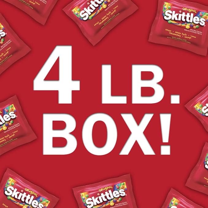 SKITTLES Original Fun Size Summer Chewy Candy, 4LB Bulk Candy Box