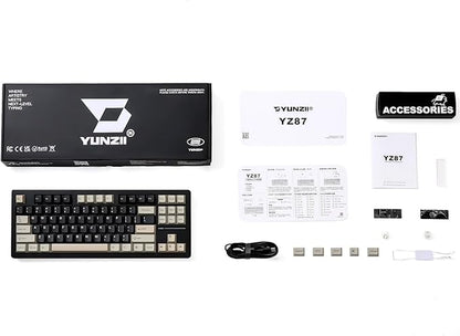 YUNZII YZ87 Gasket Mechanical Keyboard,TKL Wireless Hot Swappable with 5-Layer Padding, BT5.0/2.4G/USB-C NKRO RGB Backlit for Win/Mac (Black, Milk Switch)