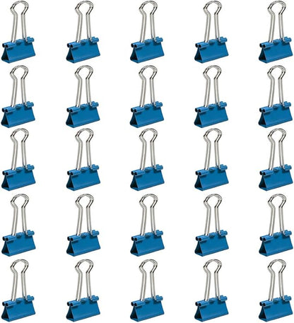 JAM PAPER Colorful Binder Clips - Small - 3/4 Inch (19 mm) - Blue Binderclips - 25/Pack