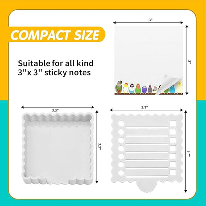 Sticky Notes Holder Cute with Stencil, Wavy Self-Stick Notepad Holder, Note Dispenser for Desk, Sticky Notes Organizer