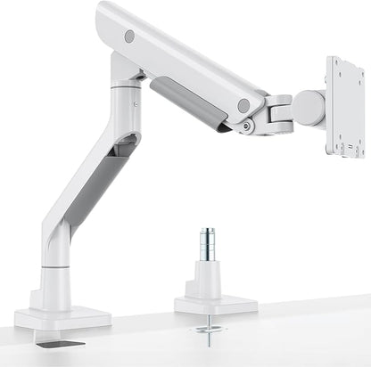 monTEK Sleek Aluminum Monitor Arm for 17–57” Ultrawide Screens up to 59 lbs, Heavy Duty Single Monitor Arm Desk Mount, Pneumatic Lift, Quick-Release Plate, Clamp/Grommet, Max VESA 100x100