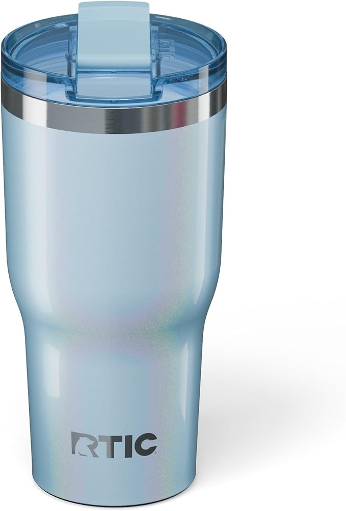 RTIC 30oz Essential Tumbler with Lid, Ceramic Lined, Insulated, Stainless Steel, Metal, Double Wall Vacuum-Insulation, Travel Cup for Iced Coffee, Tea, Hot and Cold Drink, RTIC Ice Glitter