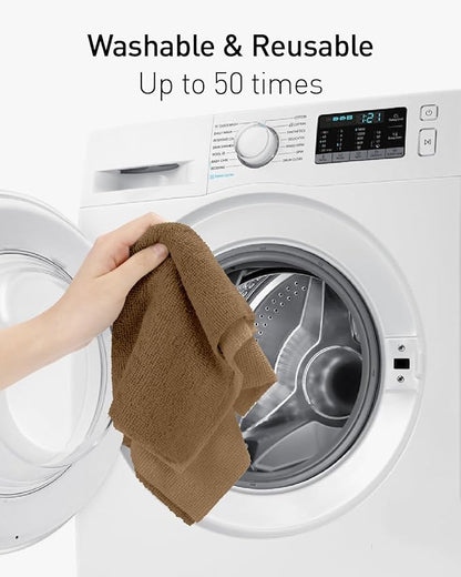 Fantasticlean Microfiber Cleaning Cloth Roll -75 Pack, Tear Away Microfiber Towels, 12" x 12", Reusable, Washable, Scratch Free, Ultra Absorbent for Car, Home Supplies (TAN)