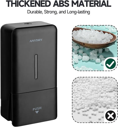 27oz (800 ml) Manual Wall Mounted Soap Dispenser, Ideal for Commercial Bathrooms Restaurants Hotels, Use with Liquid Hand Soap Shampoo, ABS Black
