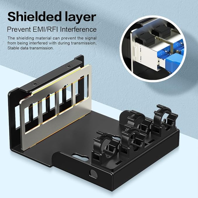 4 Port Patch Panel CAT6 Keystone Patch Panel (EC Listed) Network for Home/Office (1U 4Port, CAT6 Shielded)